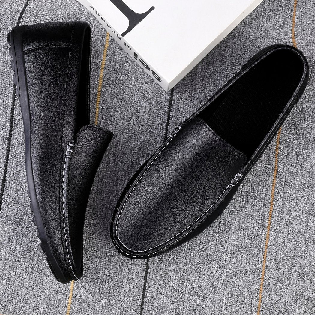 Super-lightweight synthetic leather loafers for men