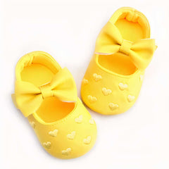Synthetic leather loafers with heart motif, Yellow