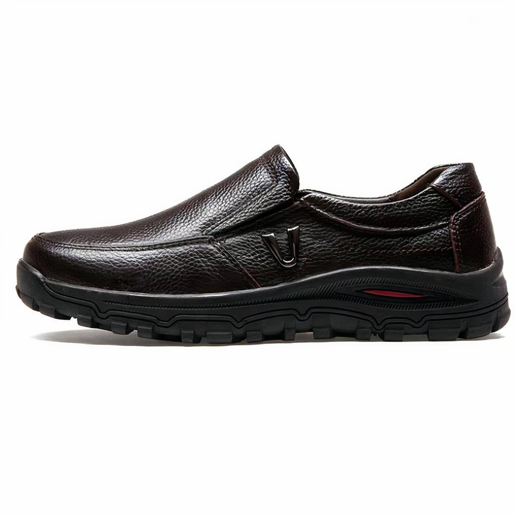 Thick-soled synthetic leather orthopedic loafers for men