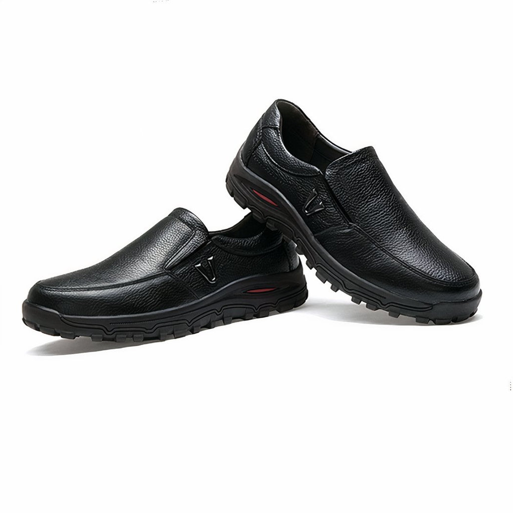Thick-soled synthetic leather orthopedic loafers for men