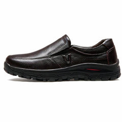 Thick-soled synthetic leather orthopedic loafers for men, Brown