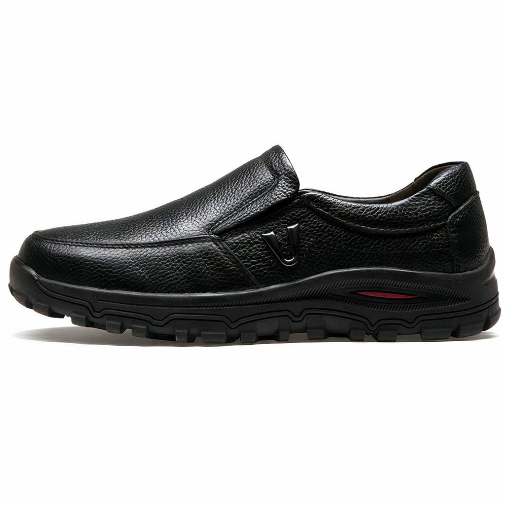 Thick-soled synthetic leather orthopedic loafers for men