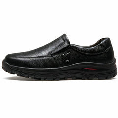 Thick-soled synthetic leather orthopedic loafers for men, Black
