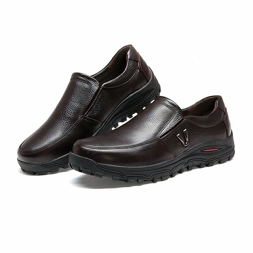 Thick-soled synthetic leather orthopedic loafers for men