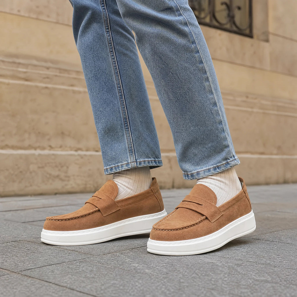 thick sole loafer with strap, view 3 Image