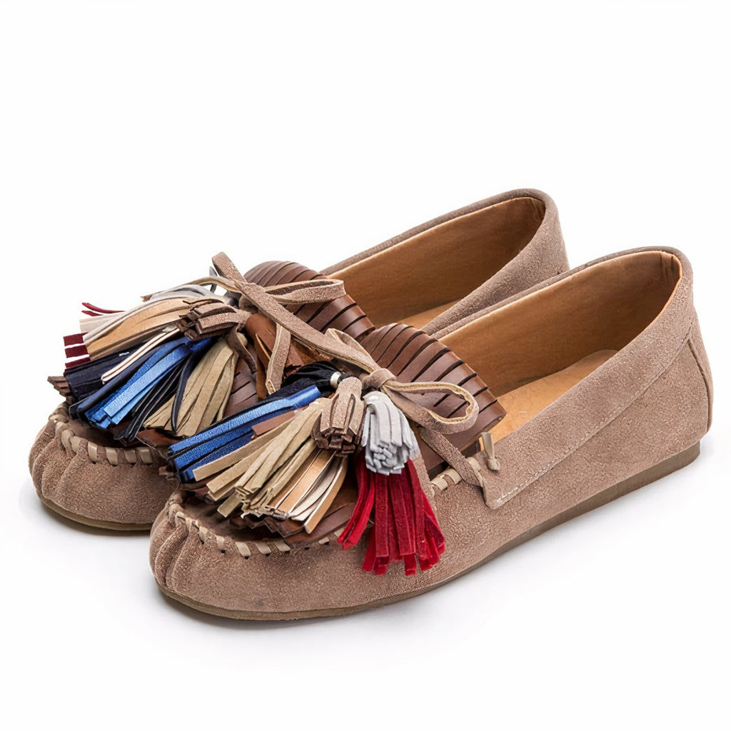 Vintage faux suede tassel loafers