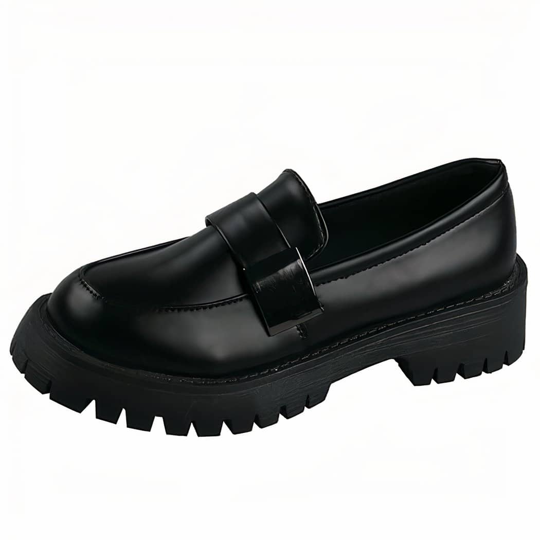 Women's black British platform loafers