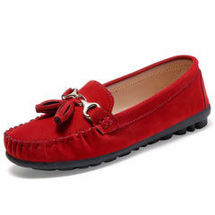 Women's casual suede loafers, Red