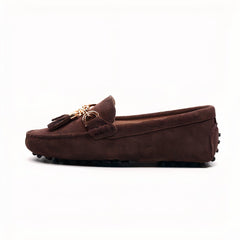 Women's casual suede tassel loafers, Brown