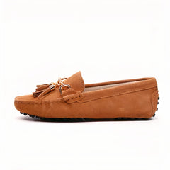Women's casual suede tassel loafers, Camel