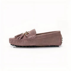 Women's casual suede tassel loafers, Dark pink