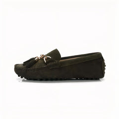 Women's casual suede tassel loafers, Khaki