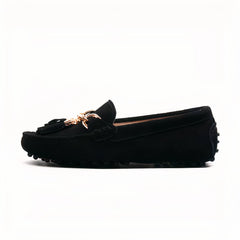 Women's casual suede tassel loafers, Black