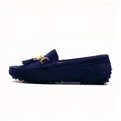Women's casual suede tassel loafers, Navy blue