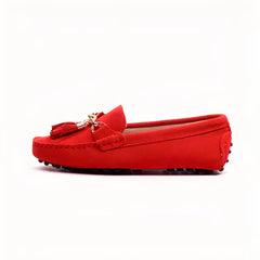 Women's casual suede tassel loafers, Red