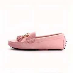 Women's casual suede tassel loafers, Pink