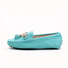 Women's casual suede tassel loafers, Turquoise