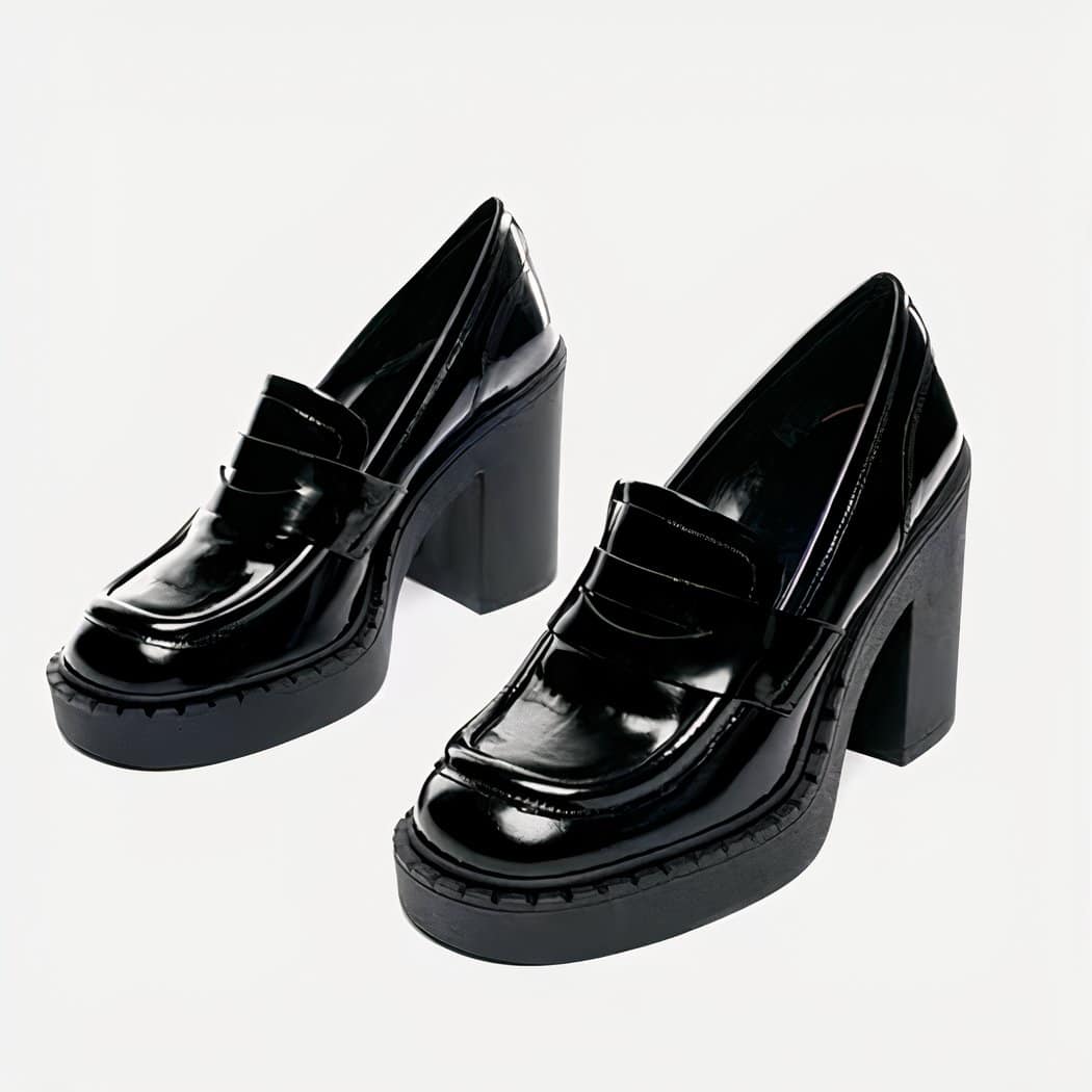 Women's high-heeled genuine suede loafers