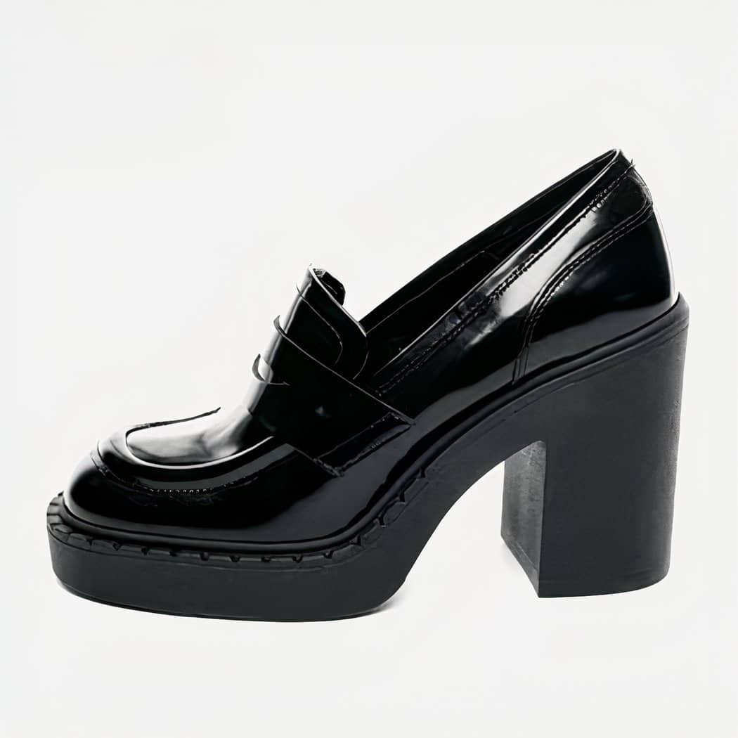 black leather loafer side
