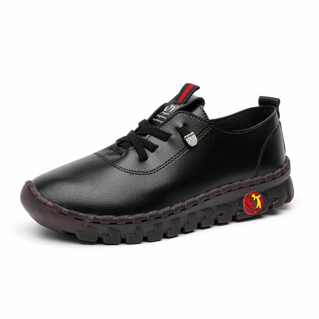 Women's leather-effect orthopedic loafers with thick soles