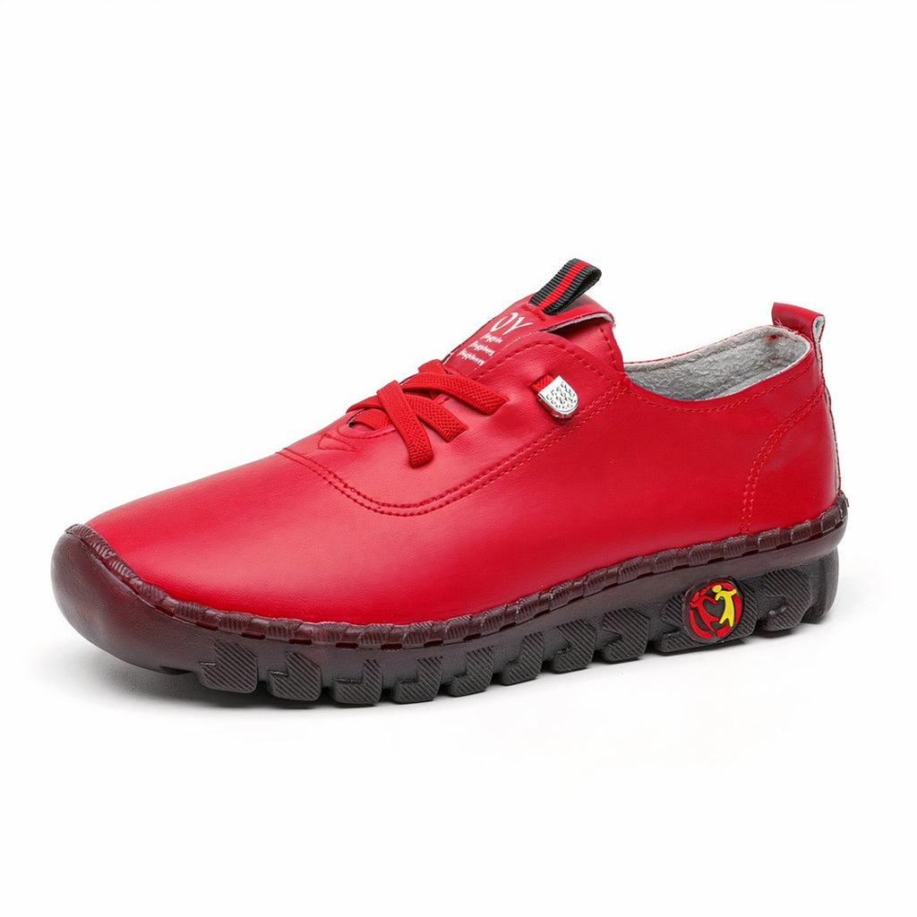 Women's leather-effect orthopedic loafers with thick soles