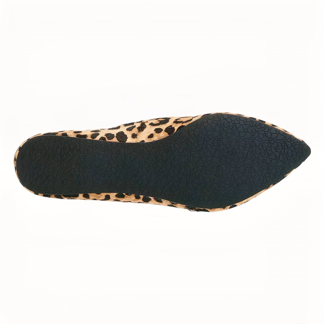 Women's leopard print velvet pointy loafers