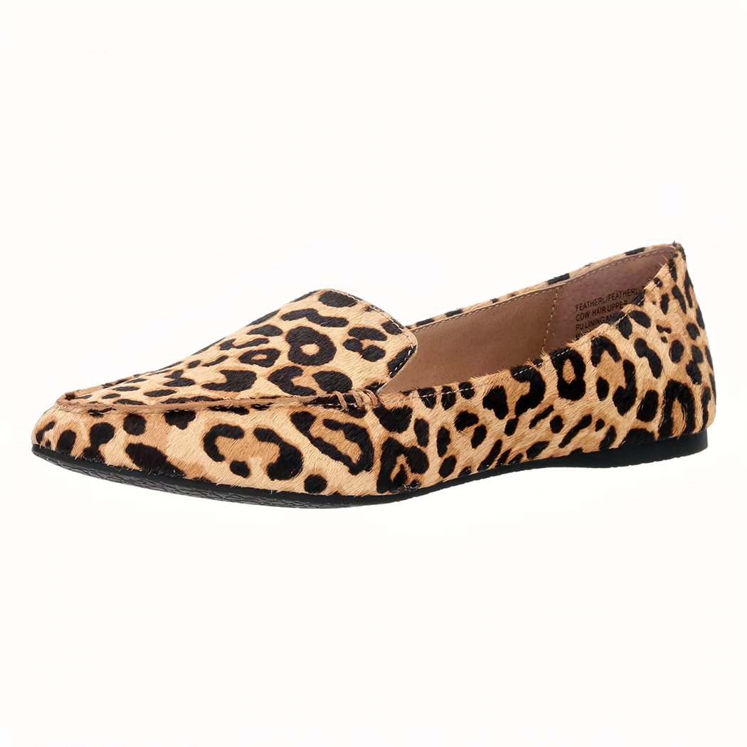 Women's leopard print velvet pointy loafers