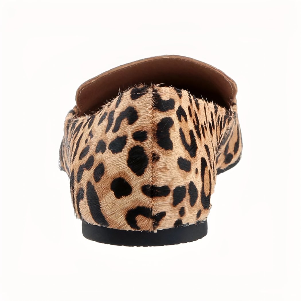 Women's leopard print velvet pointy loafers