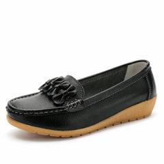 Women's loafers with thick synthetic leather soles, Black