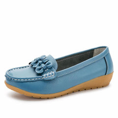 Women's loafers with thick synthetic leather soles, Blue