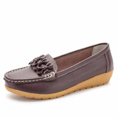 Women's loafers with thick synthetic leather soles, Brown