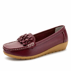 Women's loafers with thick synthetic leather soles, Burgundy