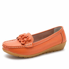 Women's loafers with thick synthetic leather soles, Orange