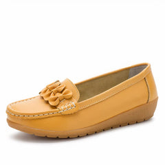 Women's loafers with thick synthetic leather soles, Yellow