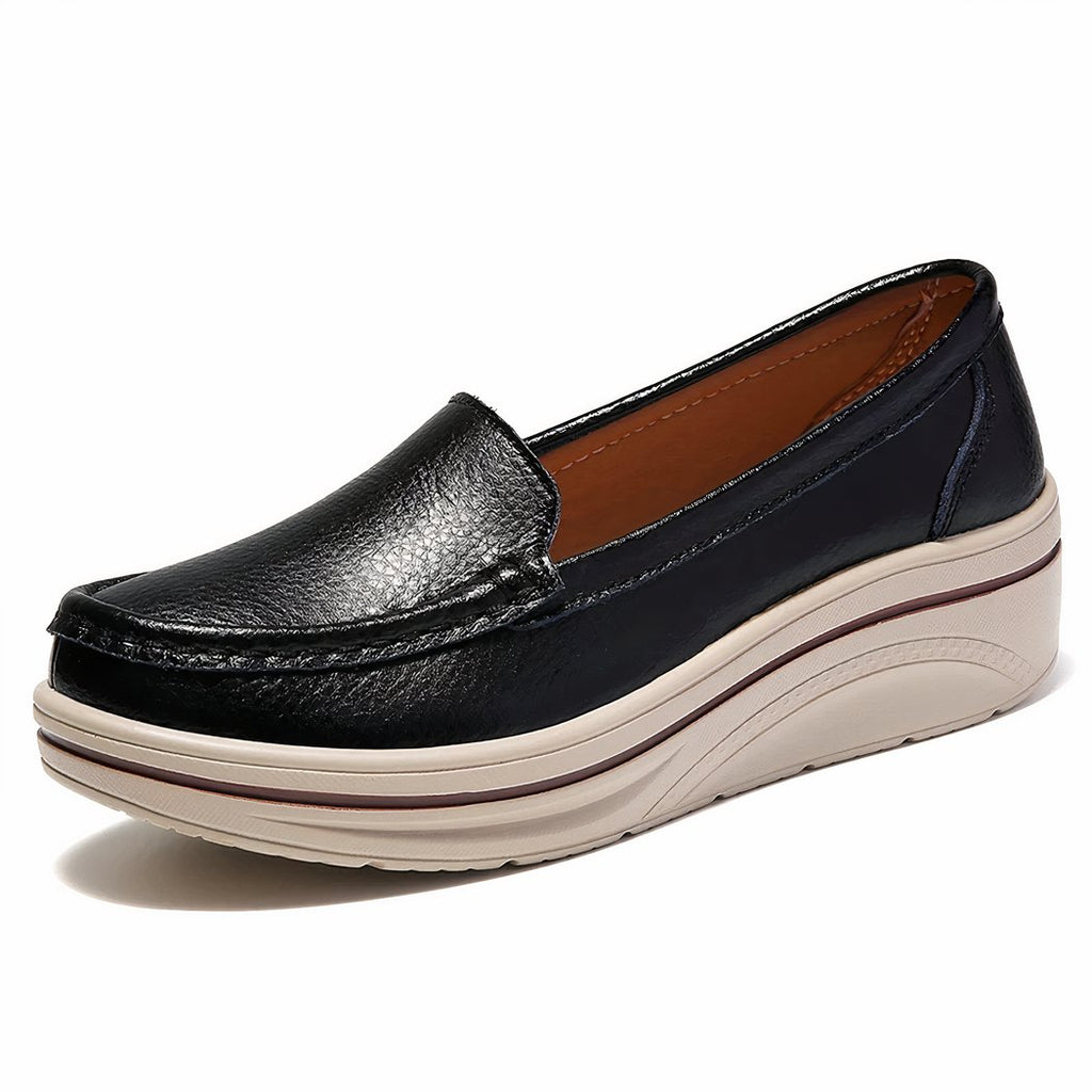 Women's platform loafers in synthetic leather