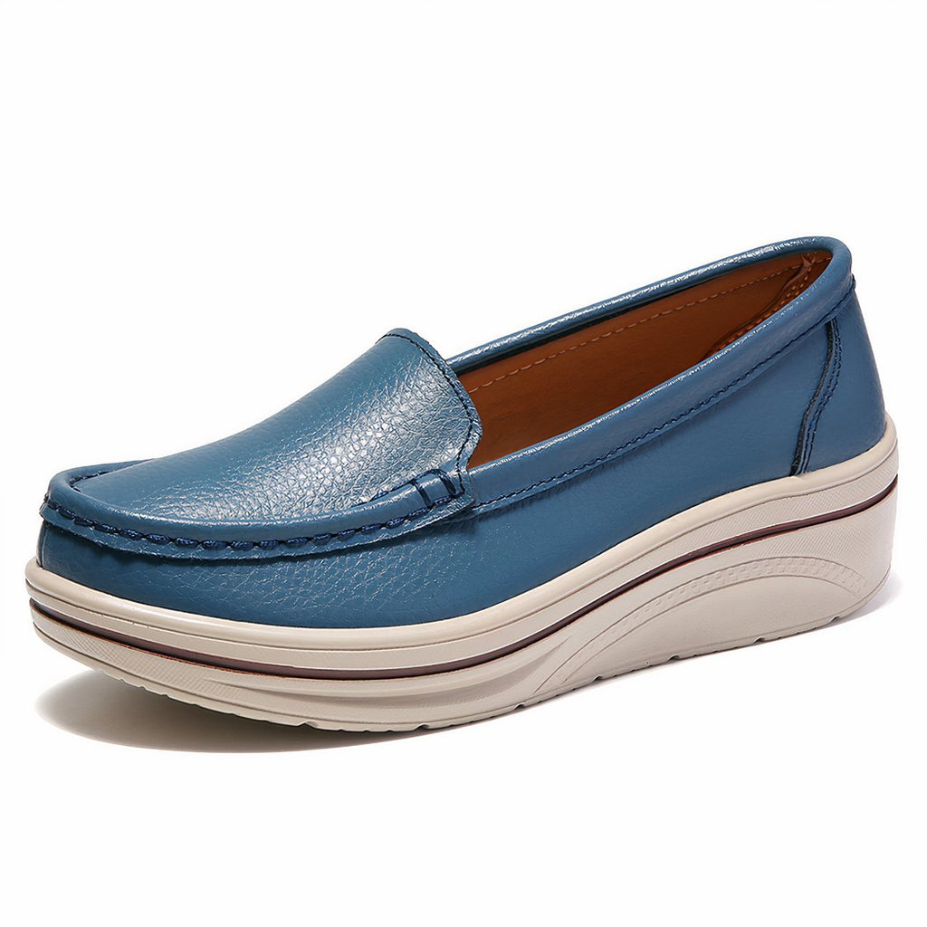 Women's platform loafers in synthetic leather