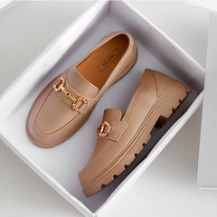 Women's simple platform loafers, Camel