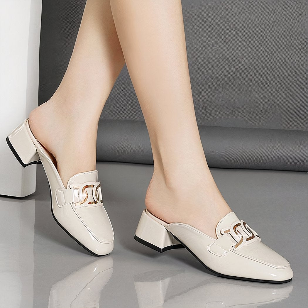 Women's square-heeled mule loafers