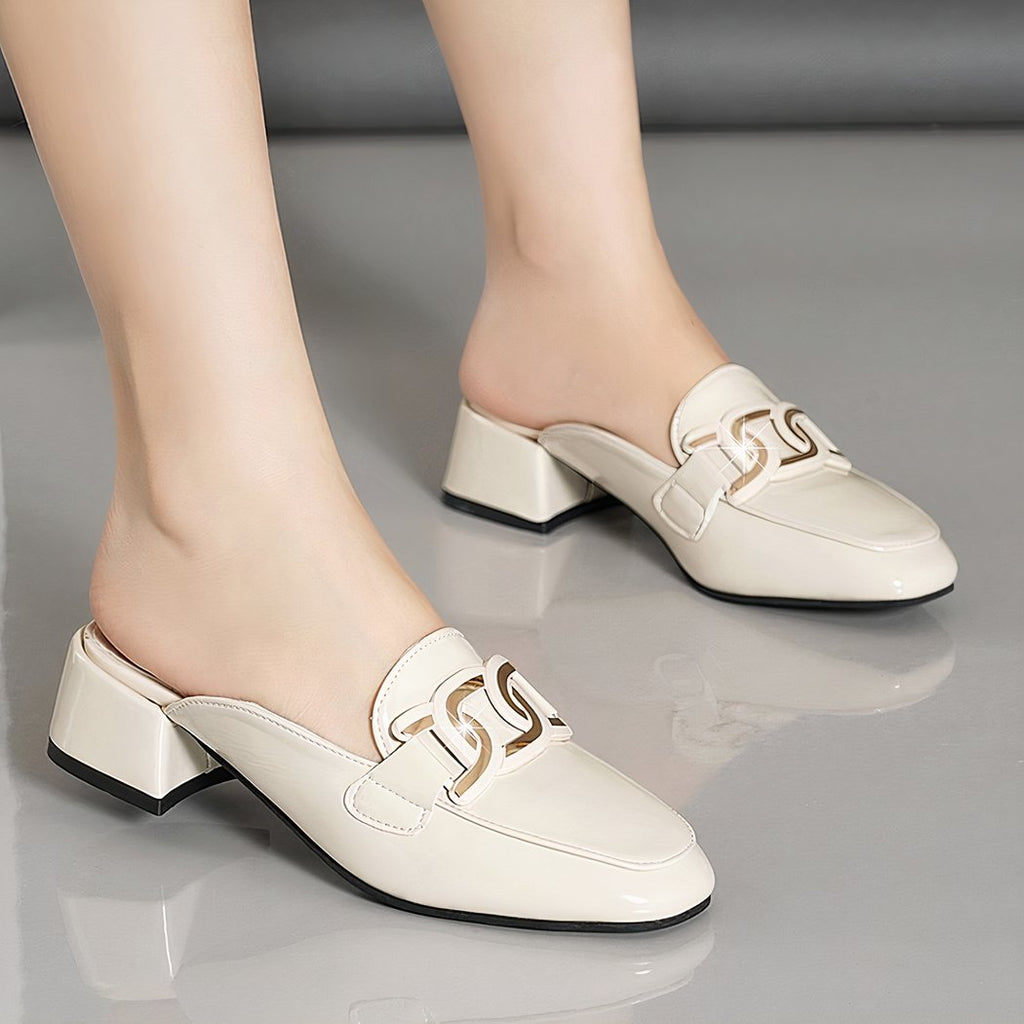 Women's square-heeled mule loafers