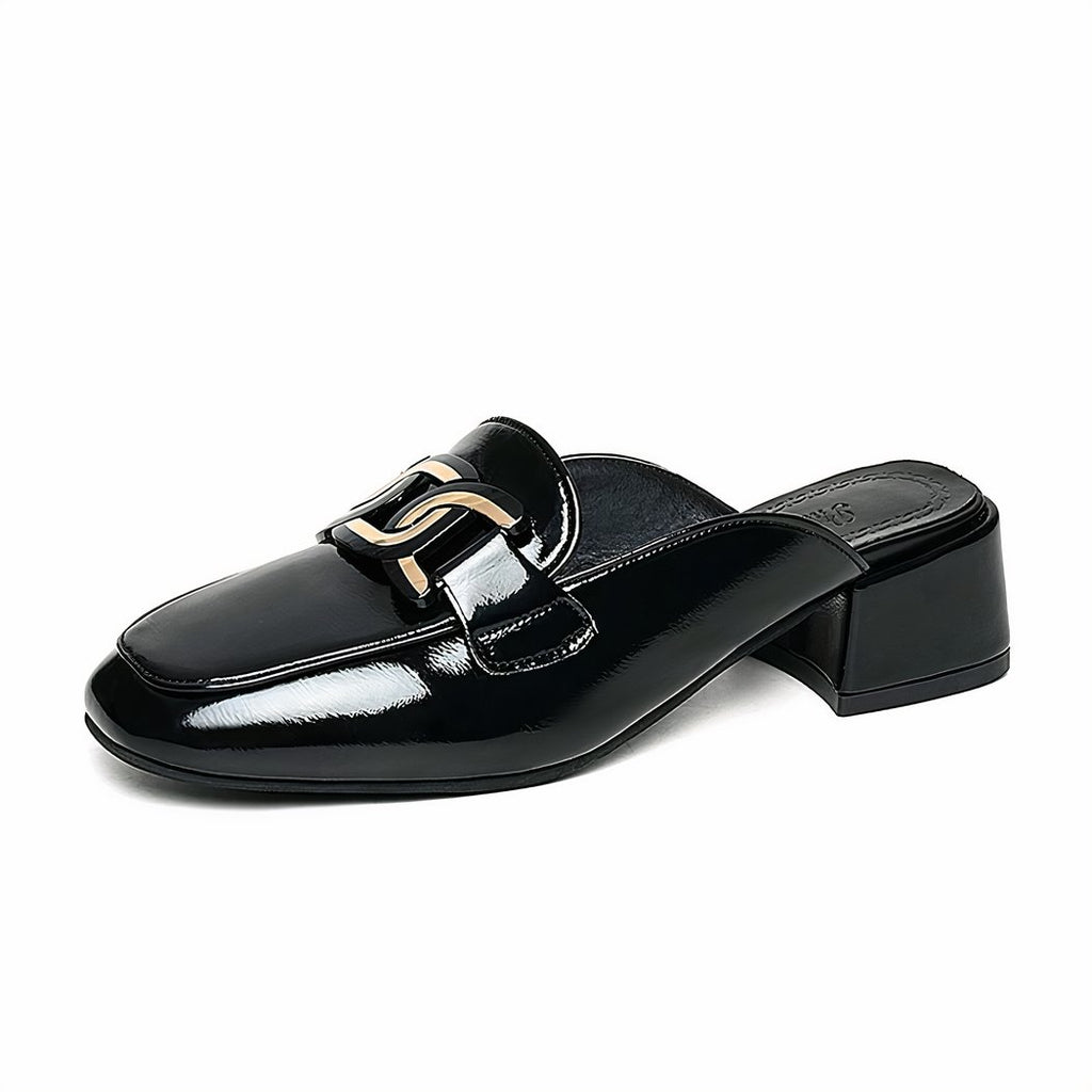 Women's square-heeled mule loafers