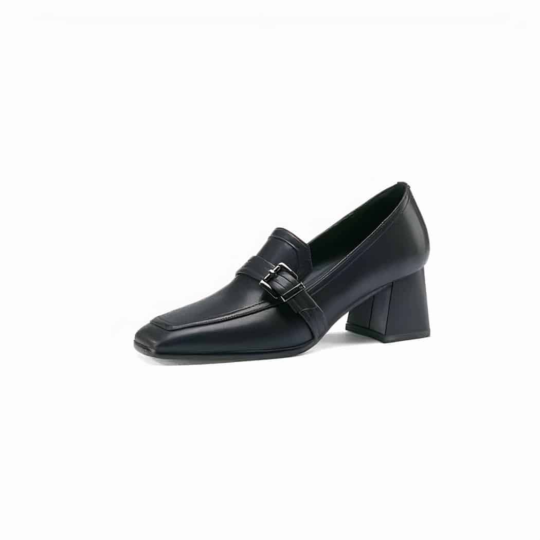 Women's square loafers in genuine leather