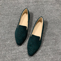 Women's pointed-toe leopard print loafers, Black
