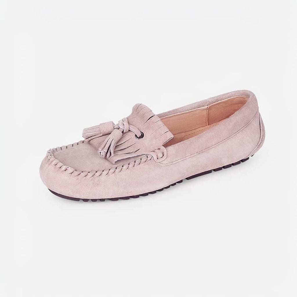 Women's fringed suede leather loafers