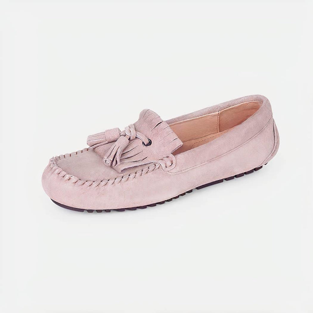 Women's fringed suede leather loafers