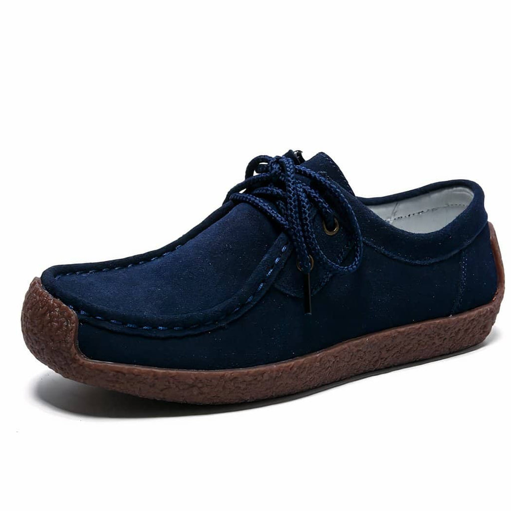 Genuine suede lace-up loafers for women