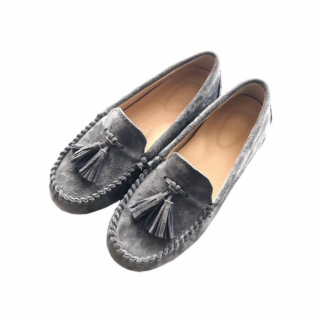 Genuine suede tassel loafers for women