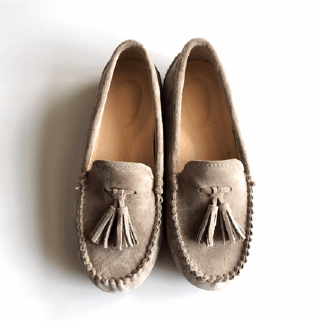 Genuine suede tassel loafers for women