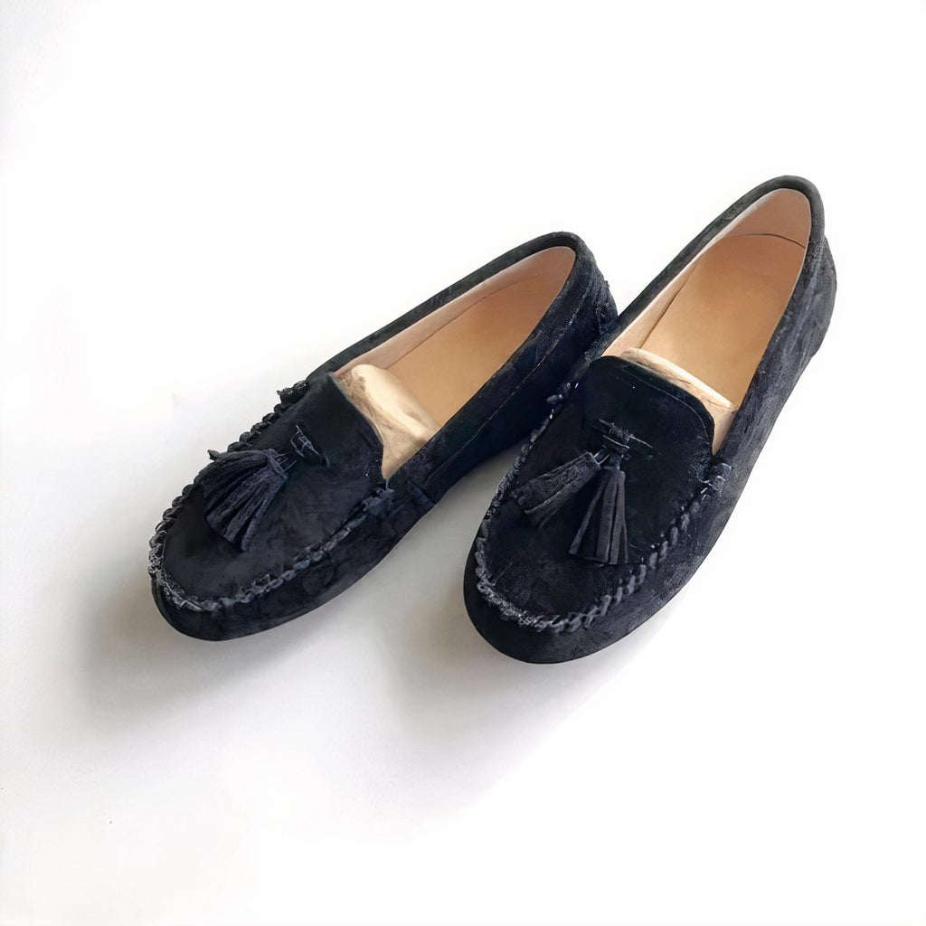 Genuine suede tassel loafers for women