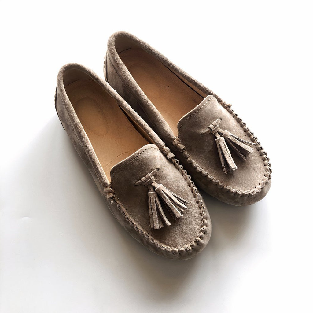 Genuine suede tassel loafers for women