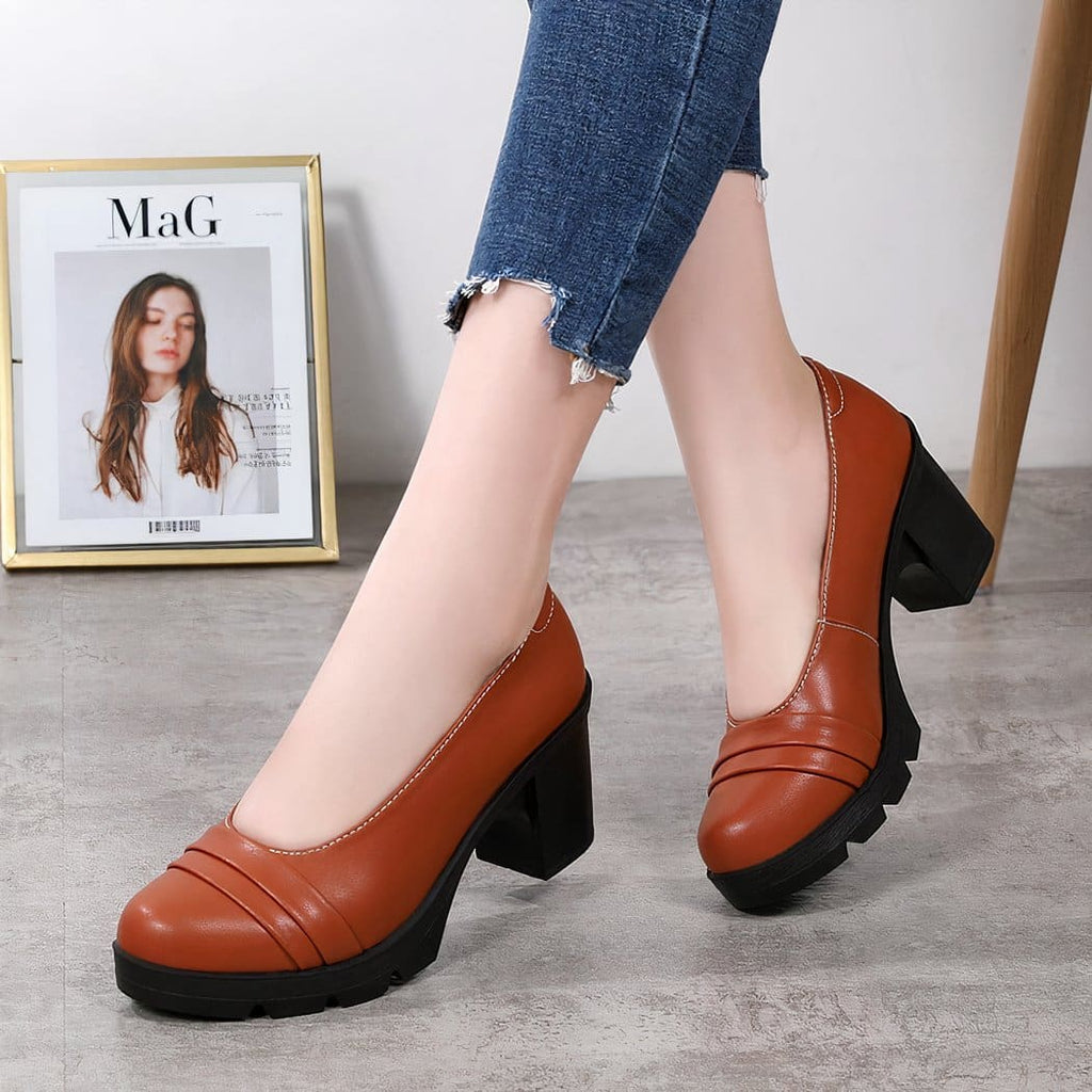 brown loafer with heel